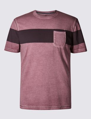 Chest Striped Cold Dye T-Shirt